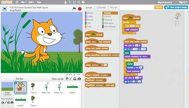 A screenshot of the Scratch interface.