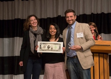 From left to right: Kim Gordon and Shambhavi Kadam of Mediuum with Sam Magee, coordinator of student arts programs for the Arts at MIT.