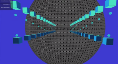 Screen capture of the time dilation effect in OpenRelativity.