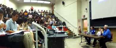 Representatives from NASA discussed the Orion spacecraft with about 100 high school students and recent graduates from across the country on July 16.