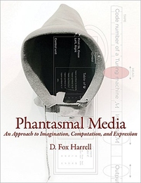 Cover of "Phantasmal Media" book shows hood of gray sweater with table graphics on top.