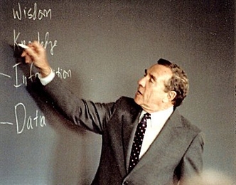 Professor emeritus of political science Lincoln Palmer Bloomfield gave his final lecture at MIT upon his retirement in 1991.