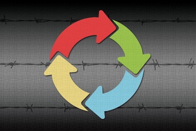 Illustration of four colored arrows forming a circle