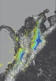 Local seismometers detect clusters of intermediate-depth earthquakes in and around the Colombian city of Bucaramanga. The epicenter of the quakes, more than 50 kilometers below the surface, is known as the "Nest."