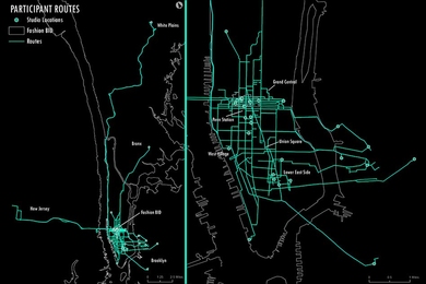 Shown here are the apparel firm locations and tracked movements of fashion workers in the New York metropolitan area over a two-week period. 