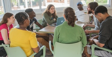 MIT and NMMU students discuss flooding and other water-related issues that affect the informal settlements around the Missionvale campus of NMMU. 