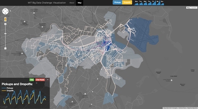 A screenshot of Jameson Toole's prize-winning data visualization for the MIT Big Data Challenge