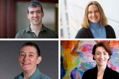 2015 MIT MacVicar Fellows Arthur Bahr, Catherine Drennan, Hazel Sive, and Lorna Gibson.