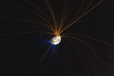 Aerial image of Earth with glowing spikes