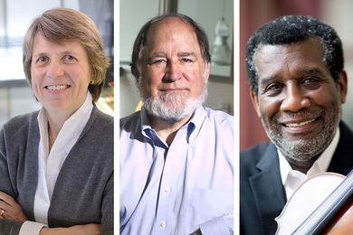 New Institute Professors (from left): Sallie "Penny" Chisholm, Ron Rivest, and Marcus Thompson