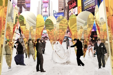 Collective-LOK, a collaboration including MIT Professor William O’Brien Jr. and PhD candidate Michael Kubo, will transform New York City’s Times Square for Valentine’s Day, with a dynamic pavilion of mirrored hearts that will both enclose space and reflect scenes of romantic revelers.