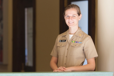 MIT nuclear science and engineering senior Carolena Ruprecht will lead an elite crew responsible for maintaining and operating an aircraft carrier's nuclear-powered systems following graduation in June 2016.