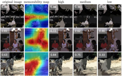 For each image, the MemNet algorithm creates a heat map identifying its most memorable and forgettable regions. 