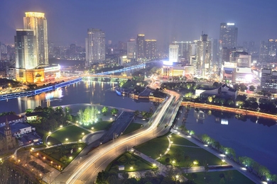 A nighttime view of the Ningbo. “The Government of Ningbo is eager to begin this partnership with MIT,” Mayor of Ningbo Lu Ziyue says. 