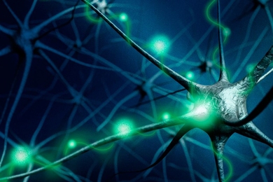 Pictured is an artist’s interpretation of neurons firing in sporadic, coordinated bursts. “By having these different bursts coming at different moments in time, you can keep different items in memory separate from one another,” Earl Miller says. 