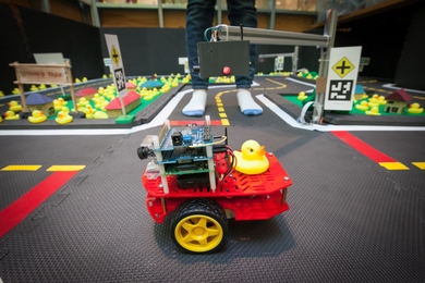 The goal of MIT's "Duckiebot" class was to create a fleet of 50 self-driving taxis that can navigate the roads of a model city with just a single on-board camera and no pre-programmed maps.