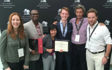 Jakub Chudik (third from right) poses with his ConquerX team during the MIT Global Entrepreneurship Bootcamp.