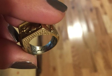The name of Stephen Meyer ’64 was engraved on his Brass Rat, MIT's class ring. 
