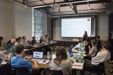 Dipa Shah of the MIT Teaching and Learning Lab leads a digital education workshop for civil and environmental engineering postdocs.