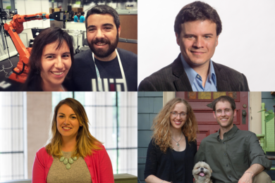 New MIT heads of house for fall 2016: (clockwise from top left) Nuria Jane and Alberto Rodriguez; Pablo Jarillo-Herrero (who will co-lead with Empar Rollano-Hijarrubia, not pictured); Laurie Lynn and Jared Berezin (with Shakedown); and Kristen Covino. 