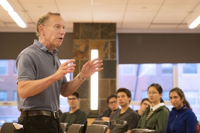 David H. Koch Institute Professor Robert Langer speaks with MIT students as part of the "Failures in Graduate School" seminar series.