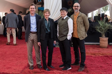 Left to right: Robert Stoner, deputy director of the MIT Energy Initiative and director of the Tata Center for Technology and Design; Maria Zuber, MIT vice president for research; Joi Ito, director of the MIT Media Lab; and John Fernandez, professor of architecture and director of MIT's Environmental Solutions Initiative.