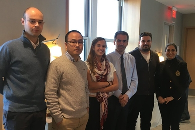 Left to right: Carlos Gonçalves, MIT Portugal visiting student; Shenghua Wu, MIT Portugal visiting Scholar; Carolina Furtado, MIT Portugal visiting student; Manuel Heitor, Minister for Science, Technology and Higher Education of Portugal; Gonçalo Pereira, MIT postdoc; and Golnar Hejazi, MIT Portugal visiting student.