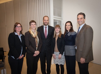 Four proposals from six MIT faculty members, pictured here, have been awarded Professor Amar G. Bose Research Grants. Left to right: Angela Belcher, Amy Keating, Karl Berggren, Betar Gallant, Domitilla Del Vecchio, and Ron Weiss.