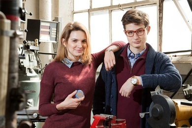 MIT seniors Victoria Gregory and Gabe Alba intend to bring their product, the Coffee Cookie, to market before graduation. “We like the idea of seeing if we can pull it off,” says Gregory.