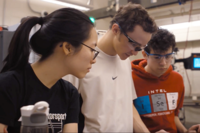 MIT students in Area 51 of the Egerton Center.