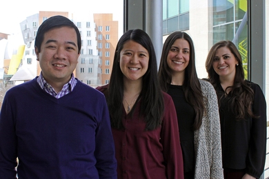 Left to right: Freddy Nguyen and Danielle Mai of the Department of Chemical Engineering and Julianne Troiano and Liela Bayeh of the Department of Chemistry have been named Arnold O. Beckman Postdoctoral Fellows. 