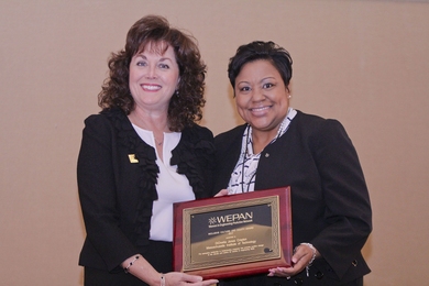WEPAN President Teri Reed (left) and MIT's DiOnetta Jones Crayton (right).