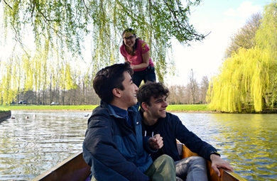 Punting with new friends on the River Cam, which flows through Cambridge, England, was one of the joys of CME for MIT students.