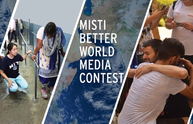 Winners of the 2017 Better World Media Contest: At left, Max Freitas and his D-Lab project partner Hope Chen (pictured, with patient) developed and field tested prosthetics with Rise Legs through MIT-India. Right: Dou Dou '17 brought over 80 Israeli and Palestinian high school students together by teaching them computer science and entrepreneurship through MIT-MEET.