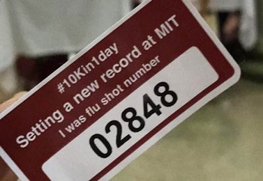 MIT Medical fell short of its goal of 10,000 flu shots in one day, but it still managed to smash the previous one-day record for flu shots given.