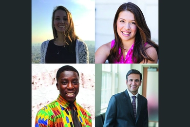 The Innovation Mentors are (clockwise from top left): Alli Davanzo, Marla Odell, Sumit Khetan, and Michael Amoako.