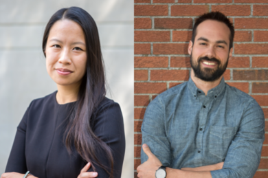 Ann Lui (left) is co-curator of the U.S. Pavilion and Gabriel Kozlowski is co-curator of the Brazilian Pavilion at the 16th Venice Architecture Biennale.
