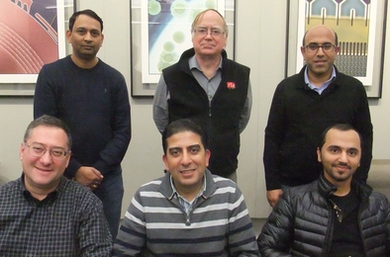Principal investigators on the MIT and Masdar Institute Cooperate Program research project MUSES (Multi-Use Space Energy Systems): (back row, left to right) Vinod Khadkikar, James Kirtley, Hatem Zeineldin, and (front row, left to right) Steven Leeb, Mohamed Elmoursi, Mohamed Al Hosani. David Perreault is also a PI on the project.
