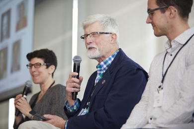 A Sustainability Connect 2018 panel at explored early findings from the new spring class Solving for Carbon Neutrality. The instructors, Tim Gutowski, a professor of mechanical engineering, and Julie Newman, director of sustainability, participated in the discussion with graduate student Julien Barber.