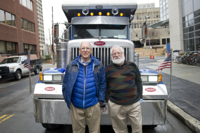 Several years ago, Daniel Cohn (left) and Leslie Bromberg took on the challenge of designing a low-emissions, fuel-efficient replacement for the polluting diesel engines traditionally viewed as the only viable option for powering heavy-duty trucks. Using sophisticated computer models developed by Bromberg, they’ve now produced a conceptual design for an engine that should be up to the task.
