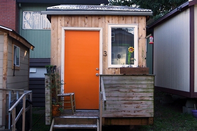 A house from the tiny house villages in Seattle, thanks to Sharon Lee MArch '81, MCP '81