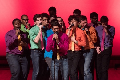 “The Logs has been the utmost formative experience of my college education,” says MIT senior Shaun Datta, at center performing with his fellow MIT Logarhythms. “We try to leave the rest of our thoughts and distractions at the door, so we can be very focused, and to give us a reprieve from the other things we’re working on.”