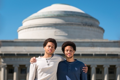 Fraternal twins Miles (left) and Malik (right) George will matriculate at MIT this fall.