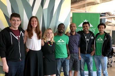 Techstars Impact, a new accelerator, has accepted three MIT-incubated ventures and their founders: (l-r) Nick Gomez and Cory Siskind (Base Operations); Genevieve Barnard Oni and Soga Oni (MDaaS Global); and Nisheeth Singh, Anirudh Sharma, and Nitesh Kadyan (Graviky Labs).