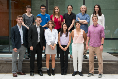 2018 MIT Materials Research Laboratory Summer Scholars, are: (front l-r) Michael Molinski, Fernando Nieves Muñoz, Danielle Beatty, Sabrina Shen, Julianna La Lane, Simon Egner; (back l-r) Elizabeth Hallett, Alvin Chang, Sarai Patterson, Ekaterina Tsotsos, Ryan Tollefsen, and Abigail Nason.