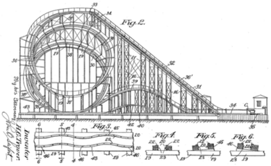 The Prior Art Archive is an MIT-hosted database open to both patent examiners and the wider public. Here, drawings from Harry Traver's cyclone roller coaster patent show its intricate structure.