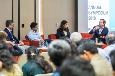 A panel discusses Scaling Social Enterprises at the fourth annual Tata Center Symposium.