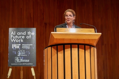 The keynote address at the second annual AI and the Future of Work summit was delivered by Rosalin Acosta, Massachusetts Secretary of Labor and Workforce Development.