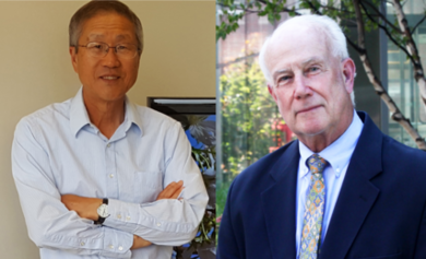 Professor Jae Lim (left) worked with Jack Turner extensively on the development of HDTV technology and named this new award to recognize the contributions of Turner and the MIT Technology Licensing Office to the development of MIT intellectual property.