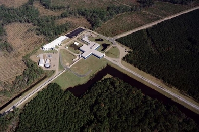 The twin detectors of LIGO, the Laser Interferometer Gravitational-wave Observatory, are located in Louisiana and Washington. The Livingston detector site, located near Livingston, Louisiana, is pictured here.